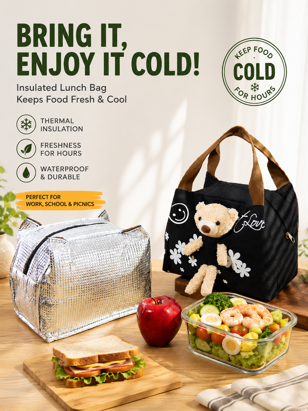 Bear Insulated Lunch Bag
