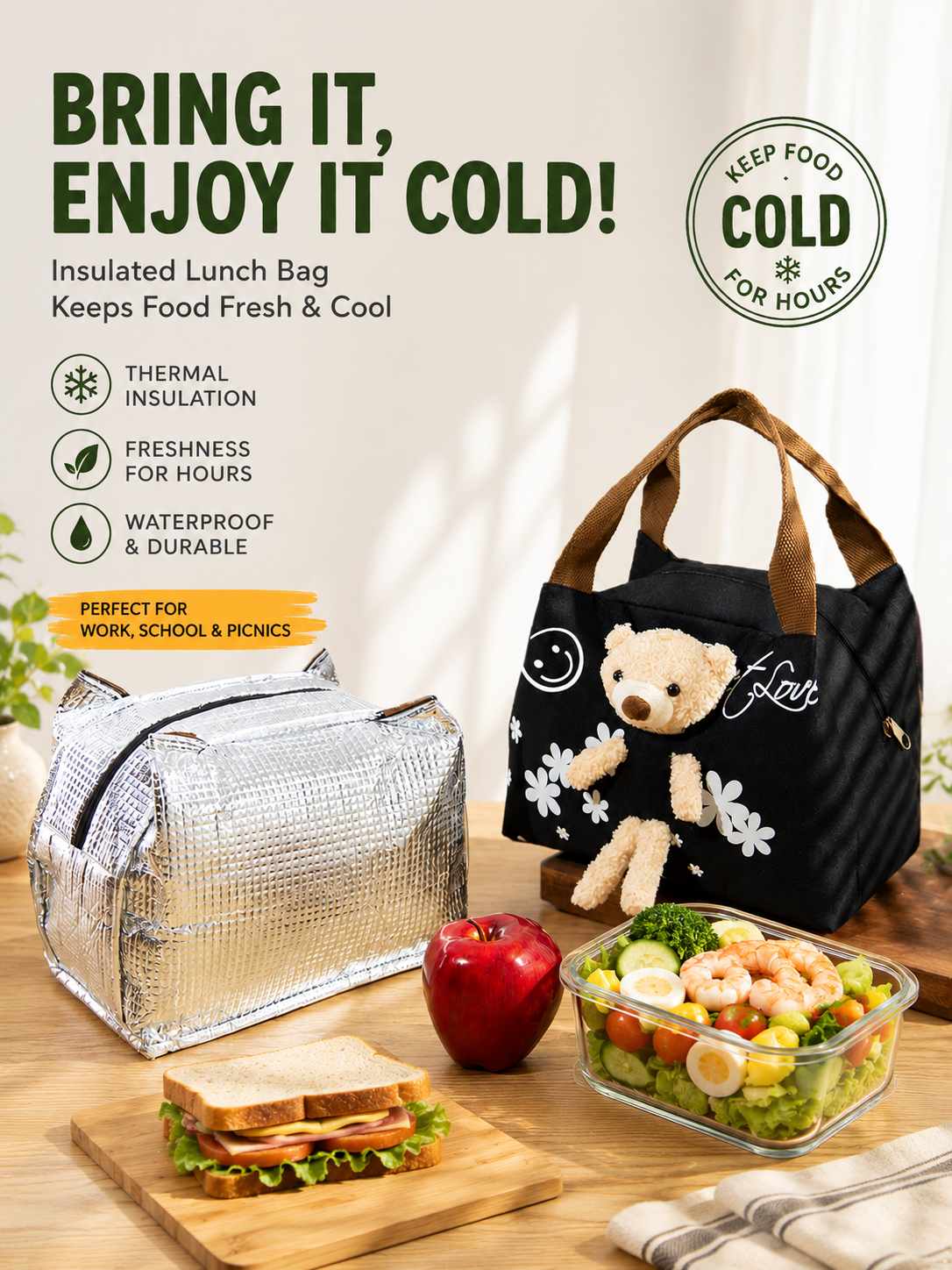 Bear Insulated Lunch Bag